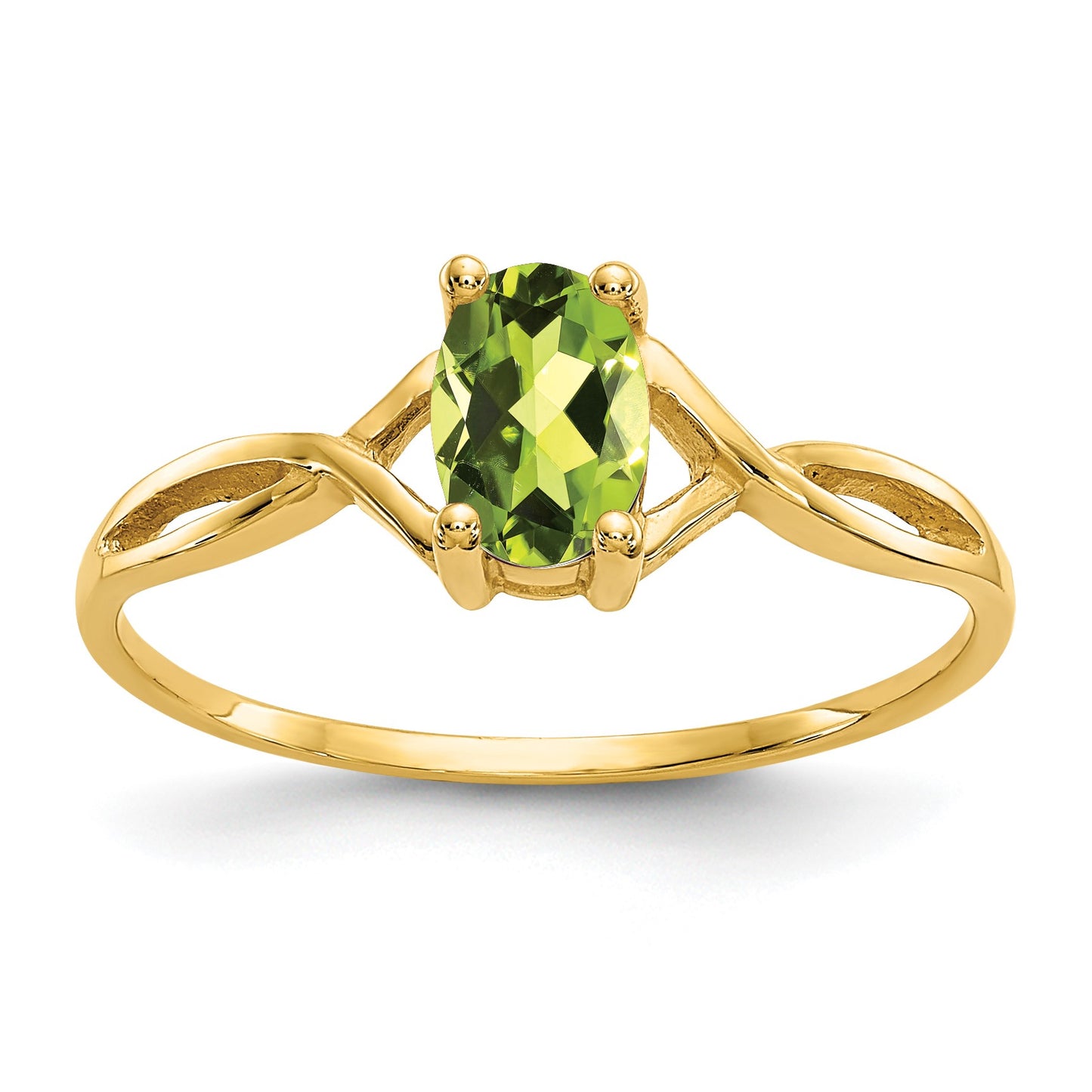 14k 6x4 Oval Peridot Birthstone Ring