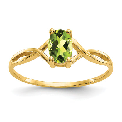 14k 6x4 Oval Peridot Birthstone Ring