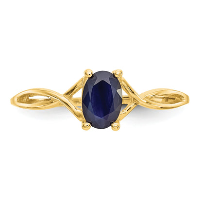 14k 6x4 Oval Sapphire Birthstone Ring