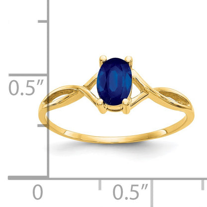 14k 6x4 Oval Sapphire Birthstone Ring