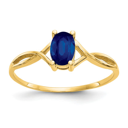 14k 6x4 Oval Sapphire Birthstone Ring