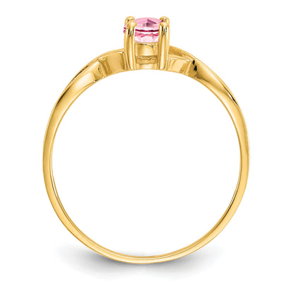14k 6x4 Oval Pink Tourmaline Birthstone Ring
