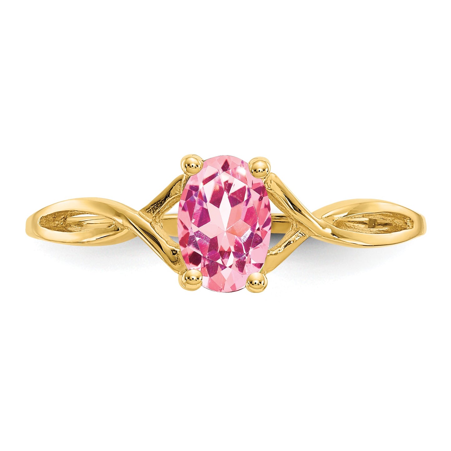 14k 6x4 Oval Pink Tourmaline Birthstone Ring