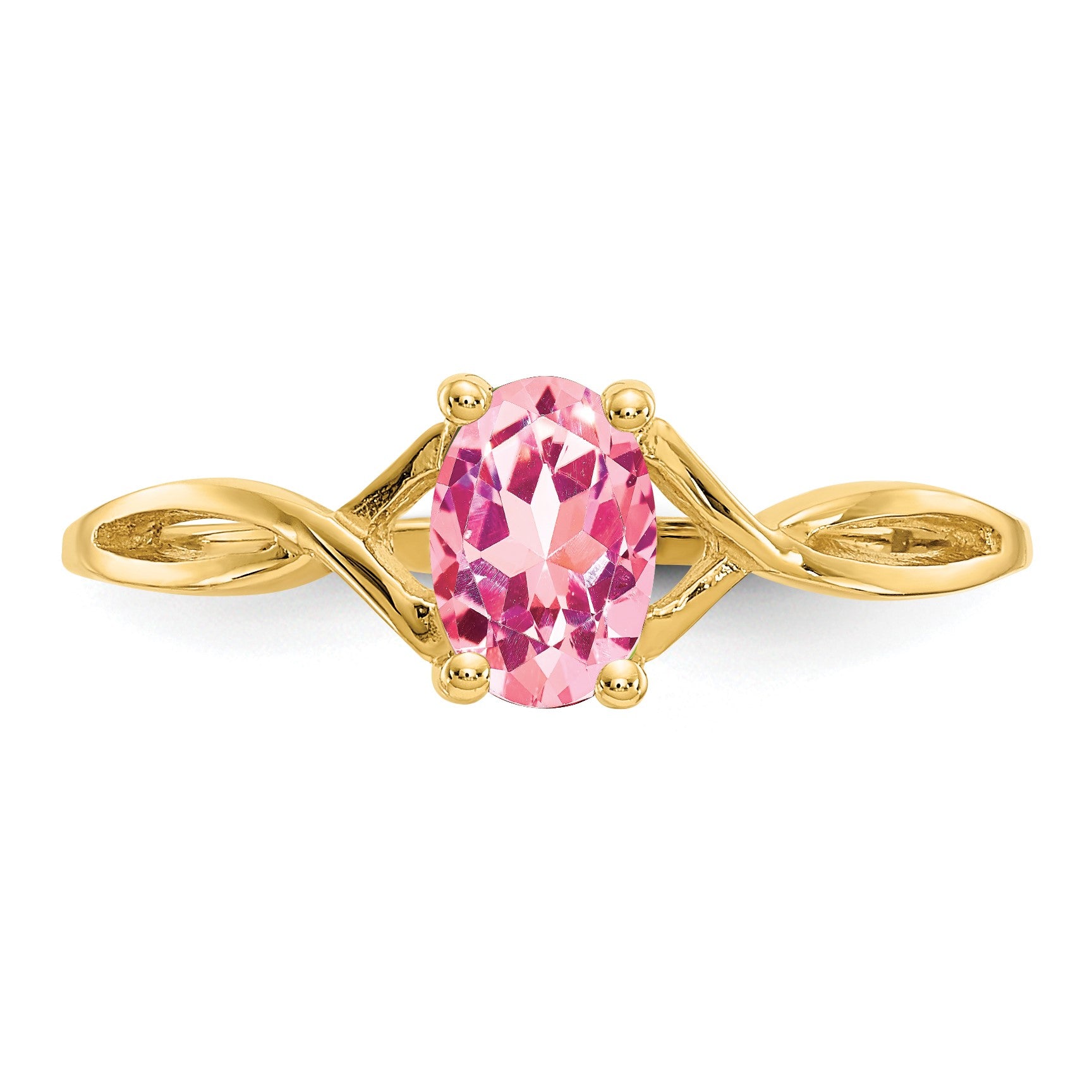 14k 6x4 Oval Pink Tourmaline Birthstone Ring