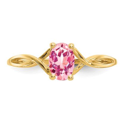 14k 6x4 Oval Pink Tourmaline Birthstone Ring