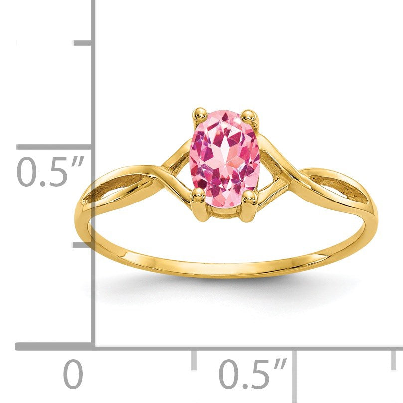 14k 6x4 Oval Pink Tourmaline Birthstone Ring