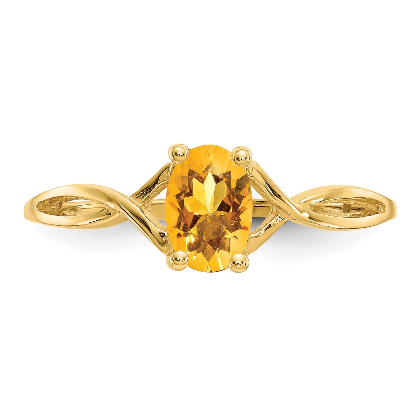 14k 6x4 Oval Citrine Birthstone Ring