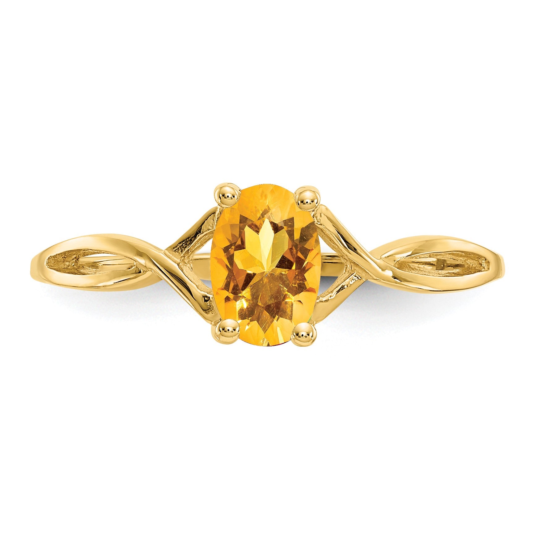 14k 6x4 Oval Citrine Birthstone Ring