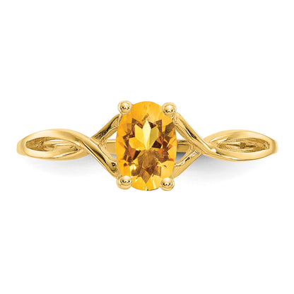 14k 6x4 Oval Citrine Birthstone Ring