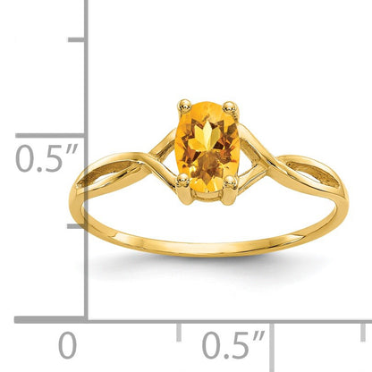 14k 6x4 Oval Citrine Birthstone Ring