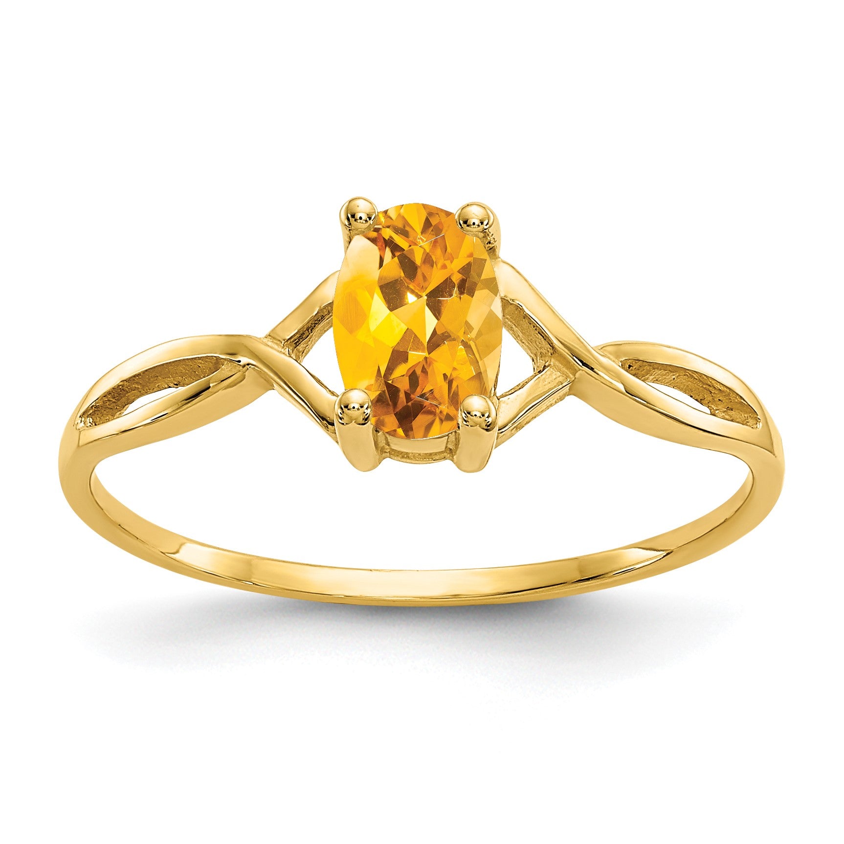 14k 6x4 Oval Citrine Birthstone Ring