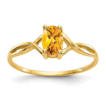 14k 6x4 Oval Citrine Birthstone Ring