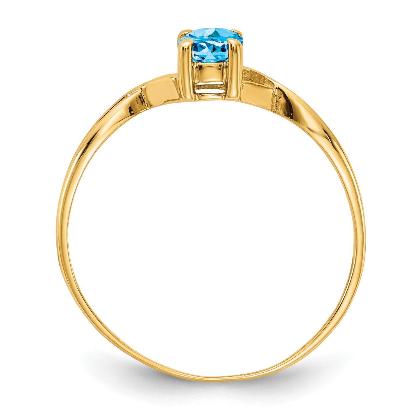 14k 6x4 Oval Blue Topaz Birthstone Ring