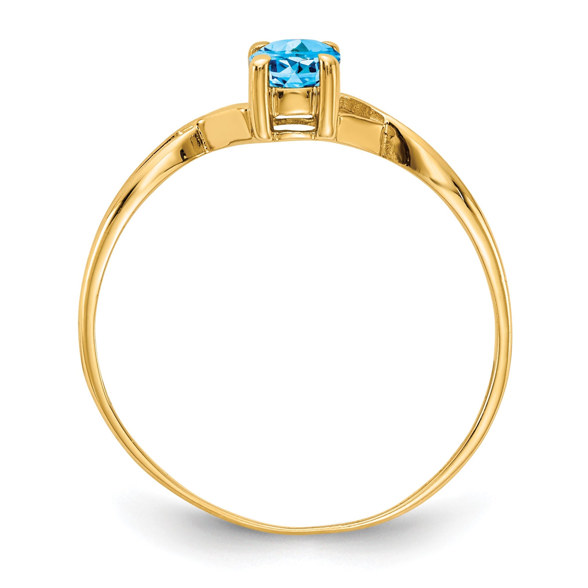 14k 6x4 Oval Blue Topaz Birthstone Ring