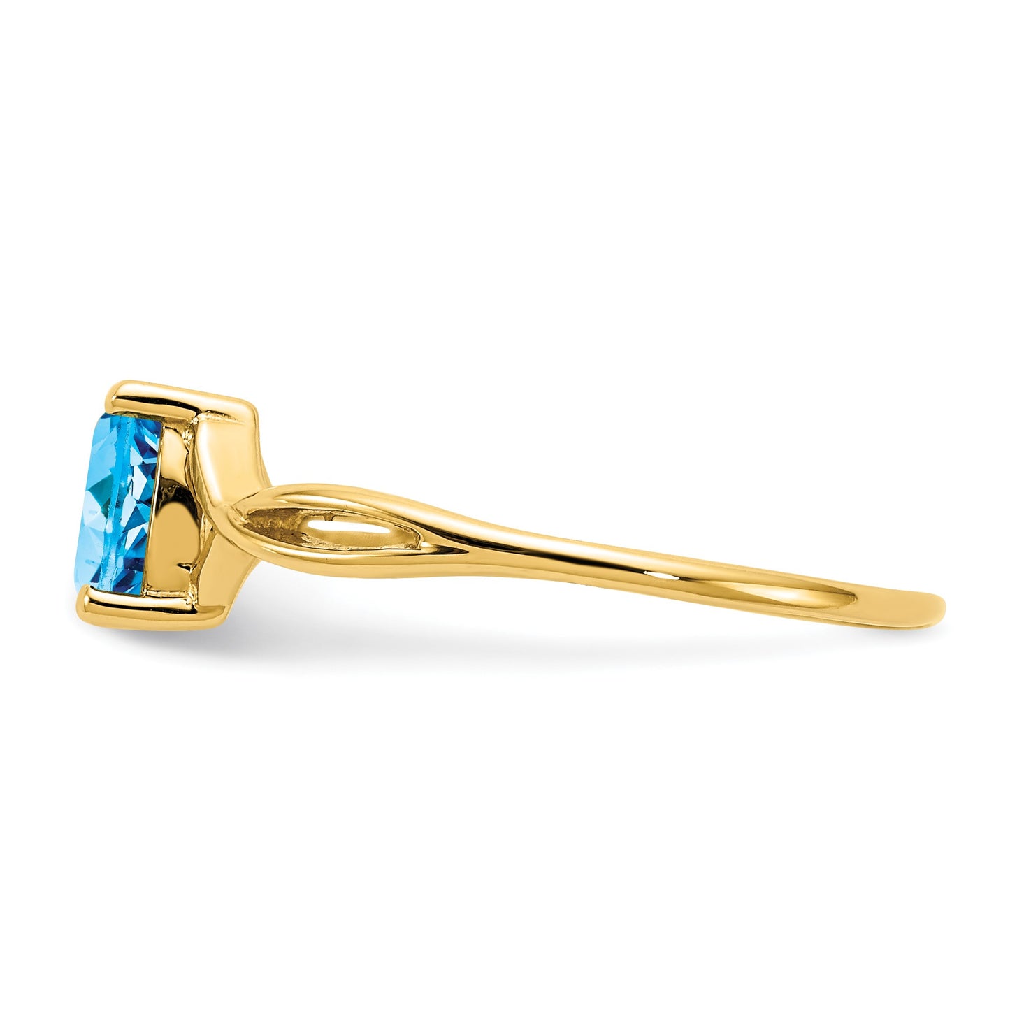 14k 6x4 Oval Blue Topaz Birthstone Ring