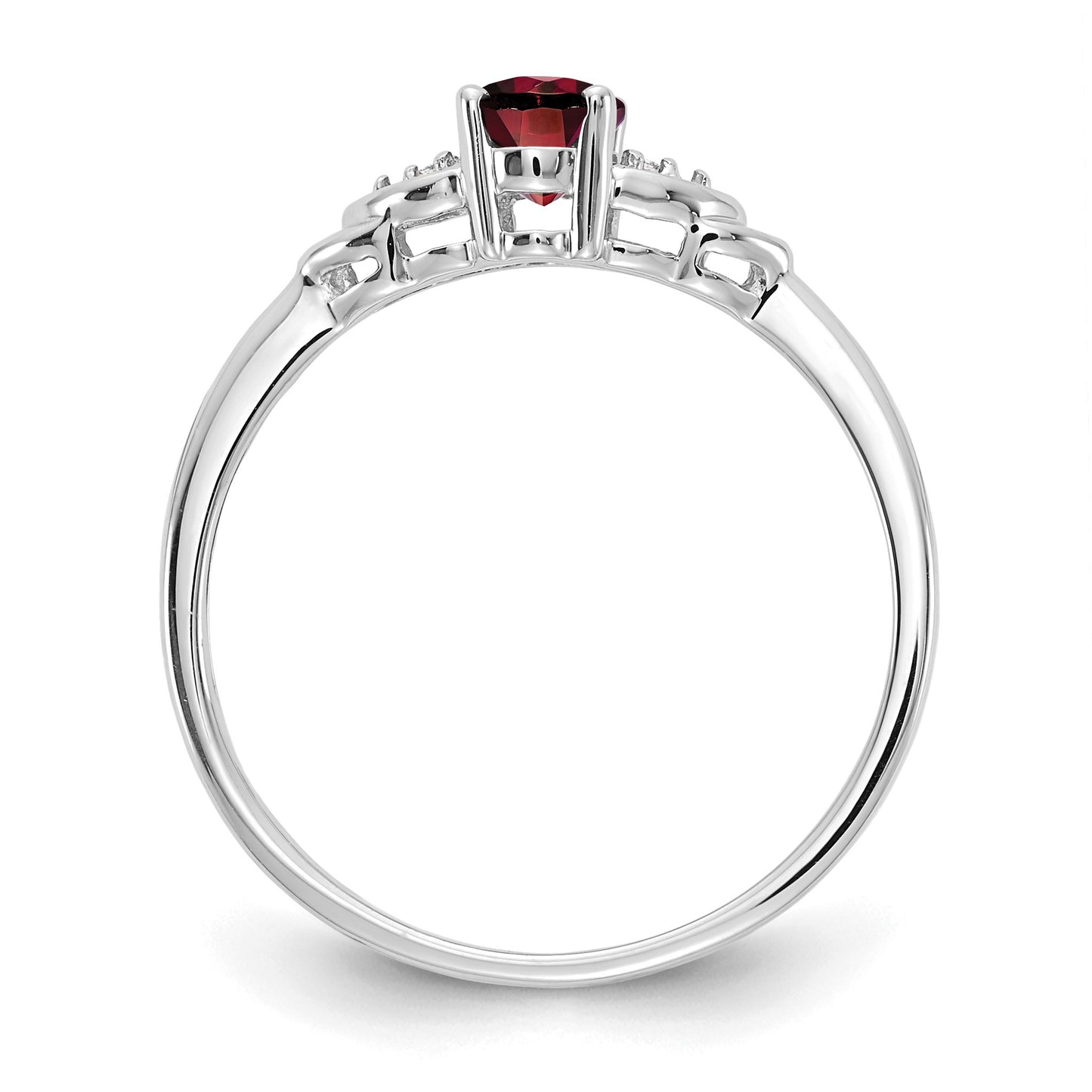 14k White Gold 6x4 Oval January/Garnet and Diamond Ring