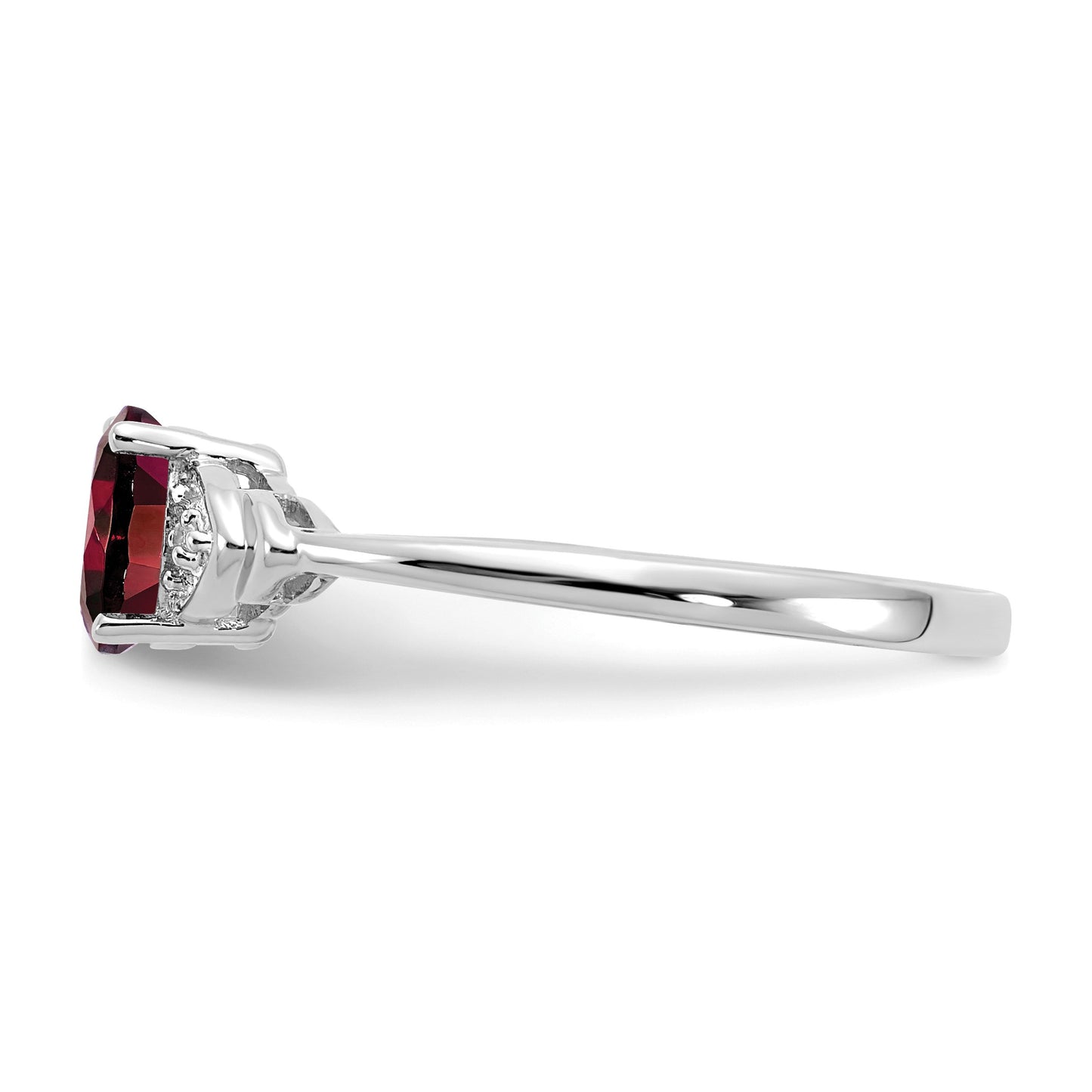 14k White Gold 6x4 Oval January/Garnet and Diamond Ring