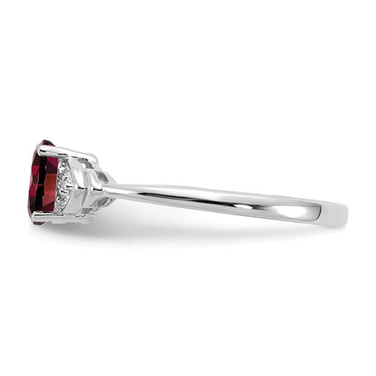 14k White Gold 6x4 Oval January/Garnet and Diamond Ring