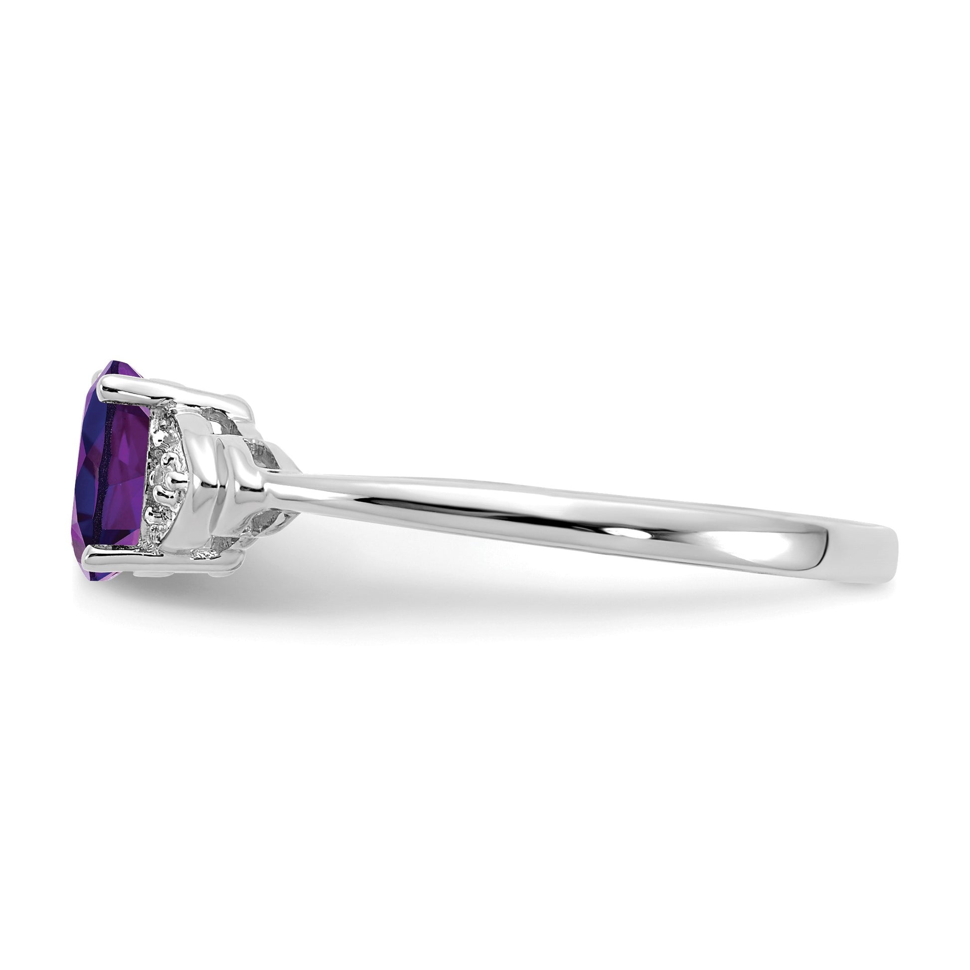 14k White Gold 6x4 Oval February/Amethyst and Diamond Ring