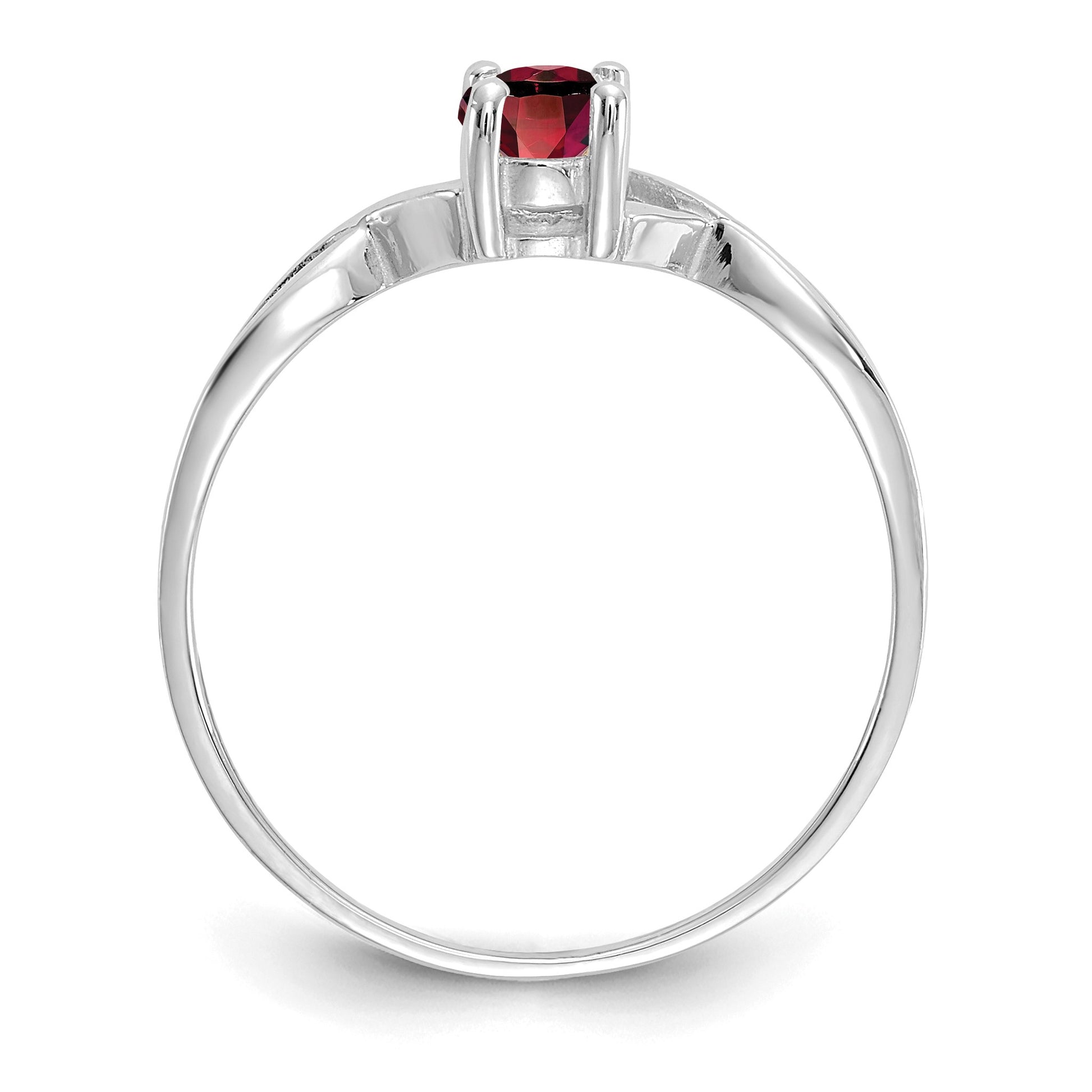 14k White Gold 6x4 Oval Garnet Birthstone Ring