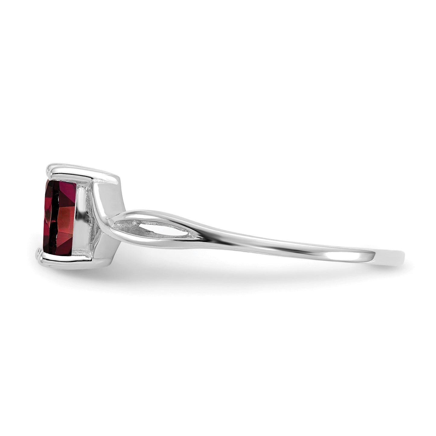 14k White Gold 6x4 Oval Garnet Birthstone Ring