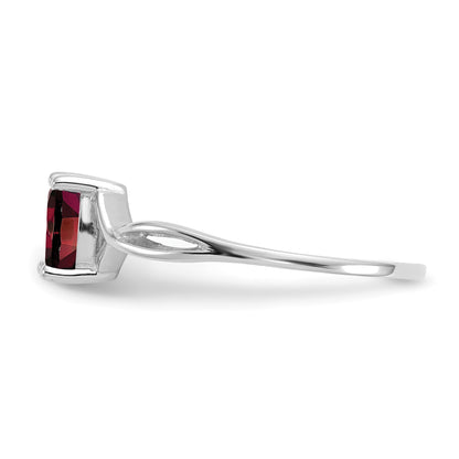 14k White Gold 6x4 Oval Garnet Birthstone Ring
