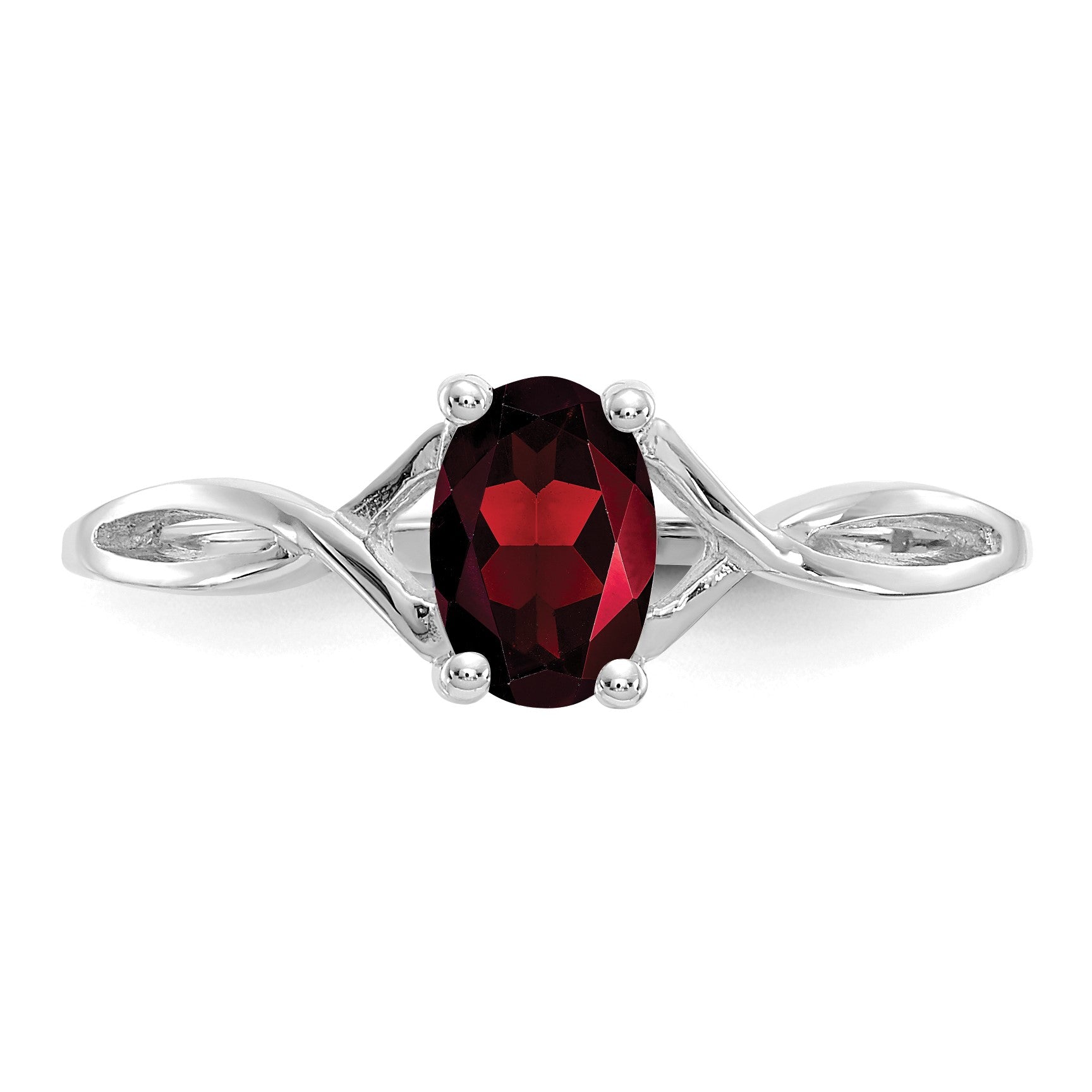 14k White Gold 6x4 Oval Garnet Birthstone Ring