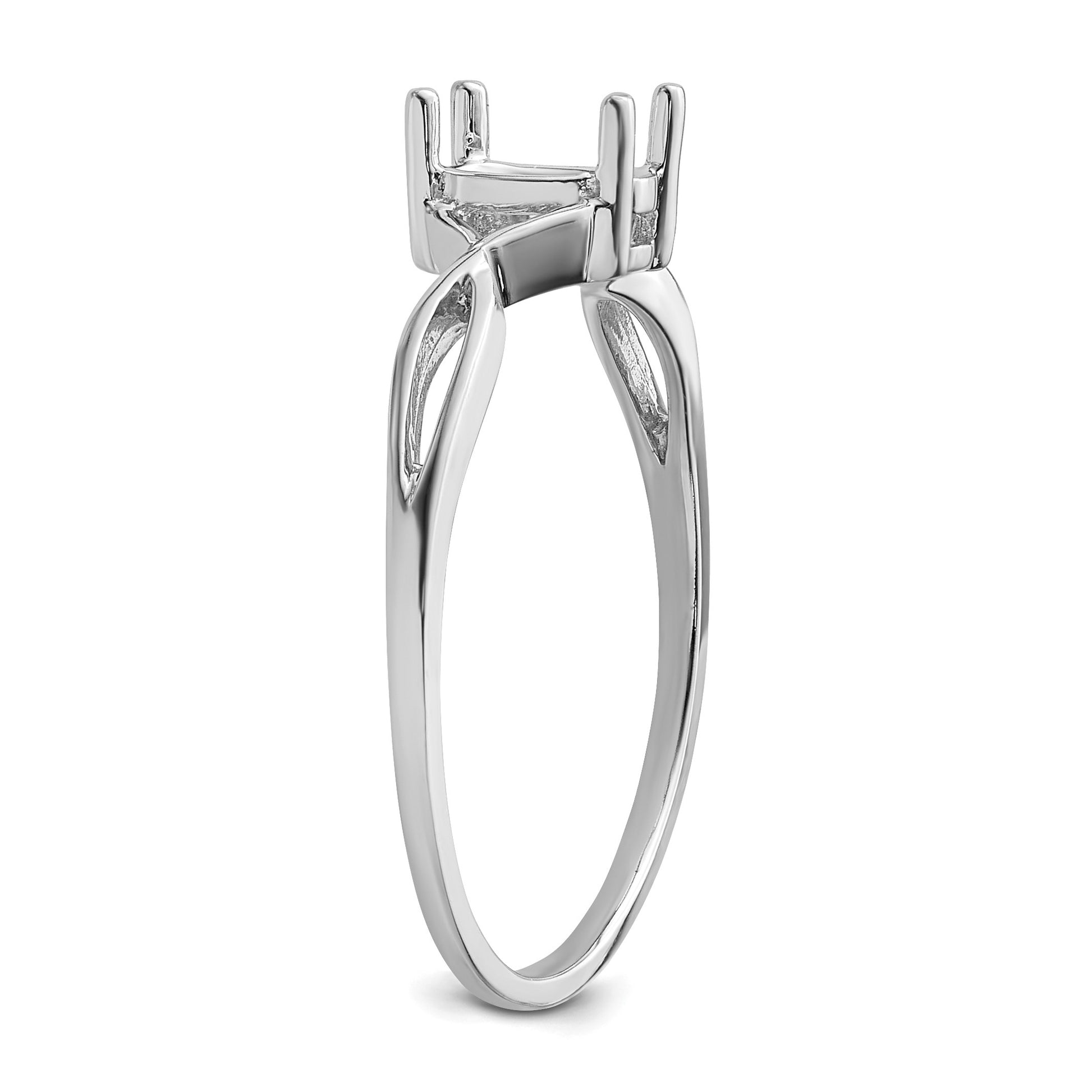 14k White Gold 6x4 Oval Birthstone Ring Mounting