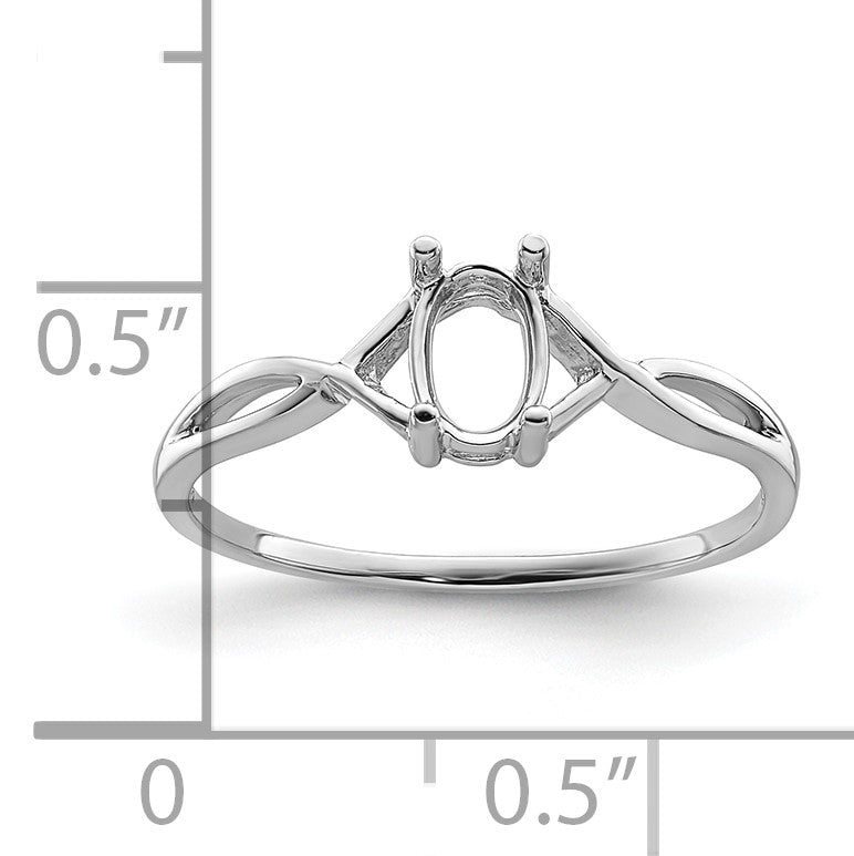 14k White Gold 6x4 Oval Birthstone Ring Mounting