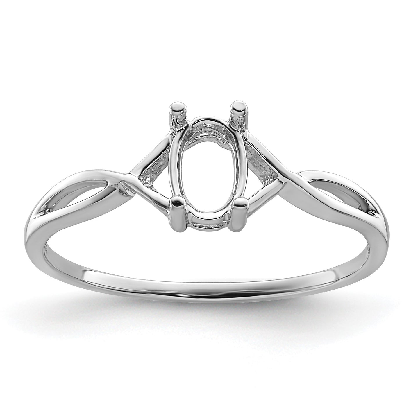 14k White Gold 6x4 Oval Birthstone Ring Mounting