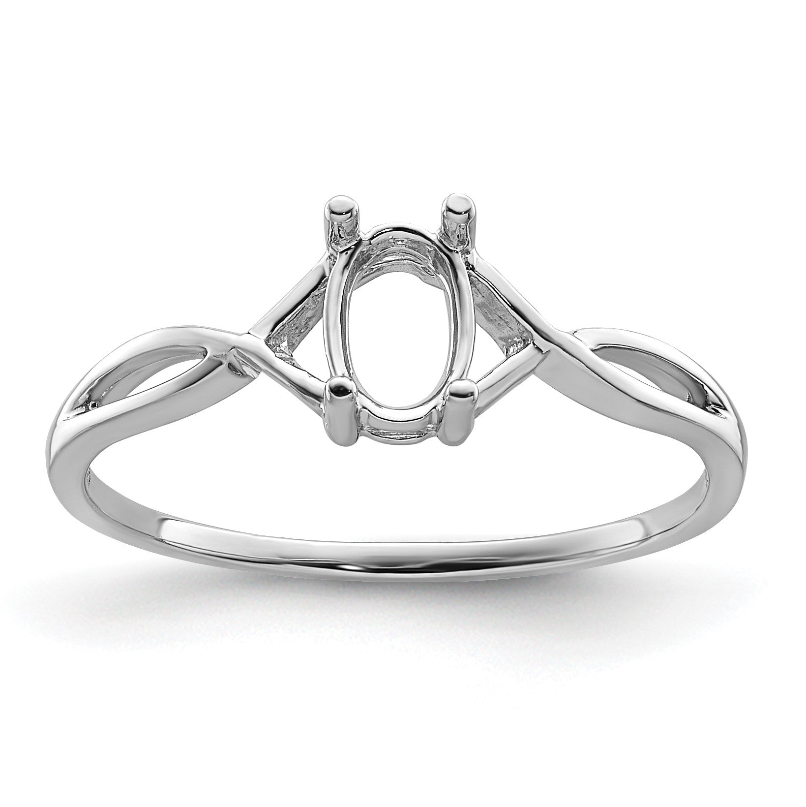 14k White Gold 6x4 Oval Birthstone Ring Mounting