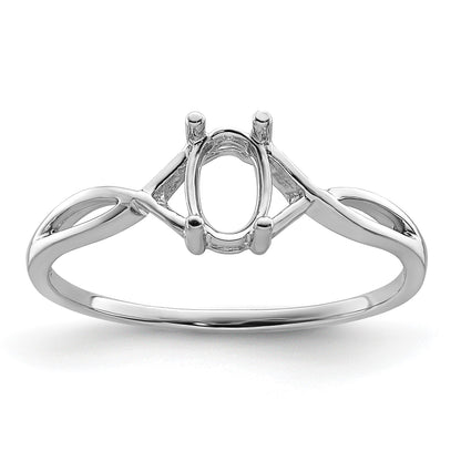 14k White Gold 6x4 Oval Birthstone Ring Mounting