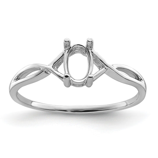 14k White Gold 6x4 Oval Birthstone Ring Mounting