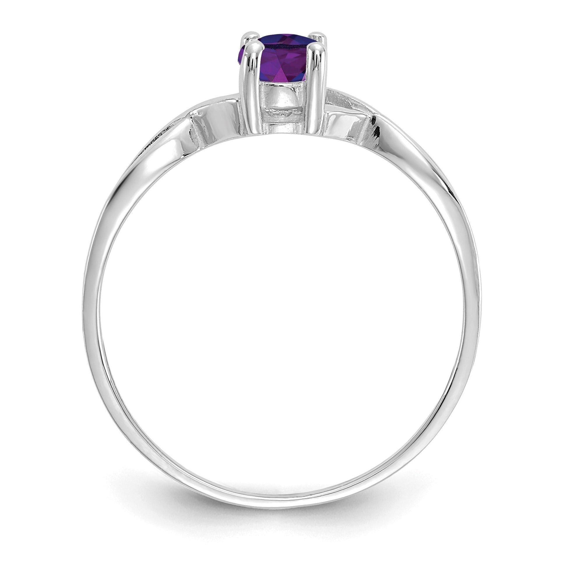 14k White Gold 6x4 Oval Amethyst Birthstone Ring