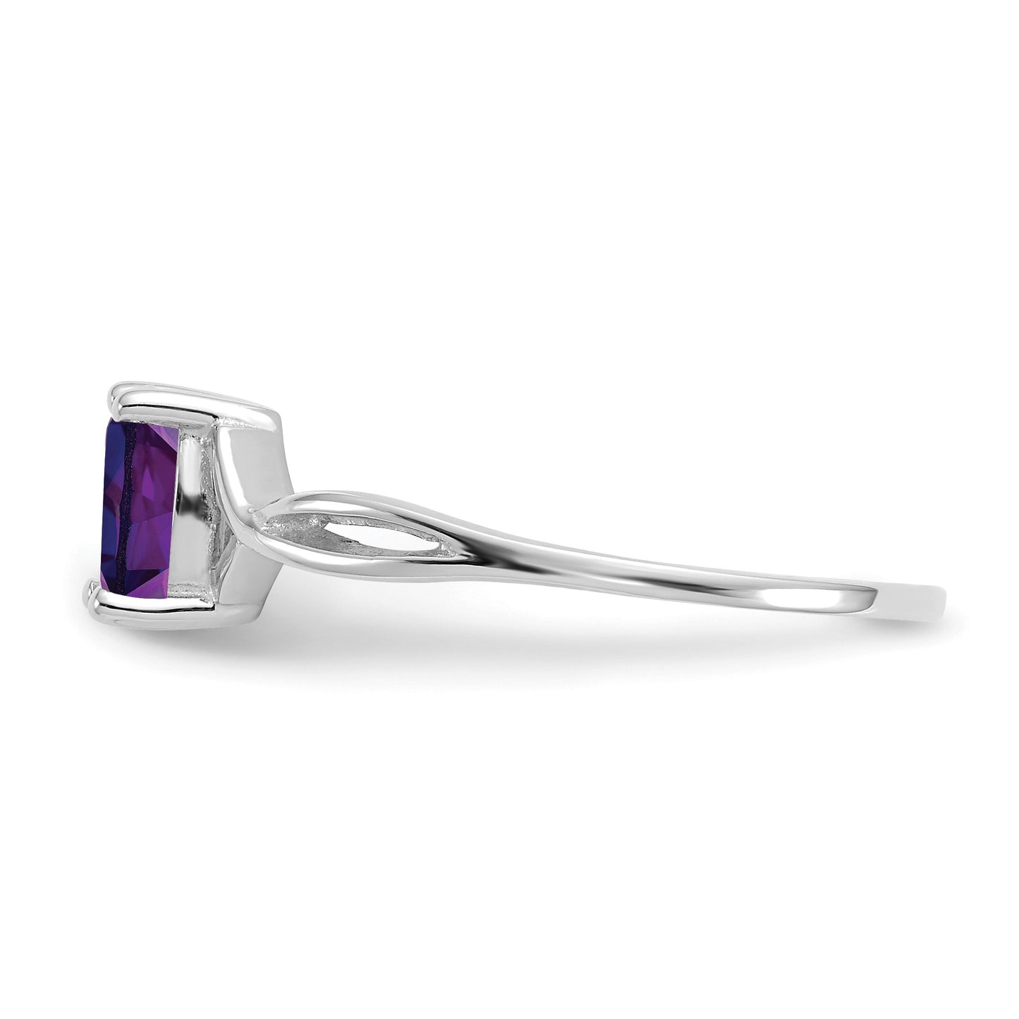 14k White Gold 6x4 Oval Amethyst Birthstone Ring