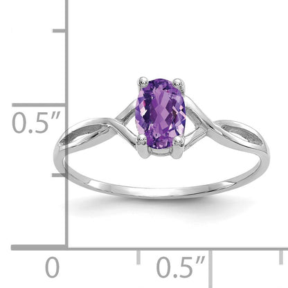 14k White Gold 6x4 Oval Amethyst Birthstone Ring