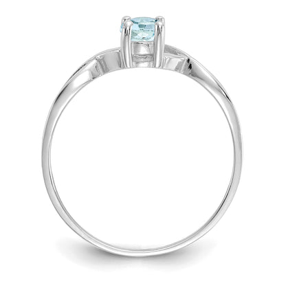 14k White Gold 6x4 Oval Aquamarine Birthstone Ring