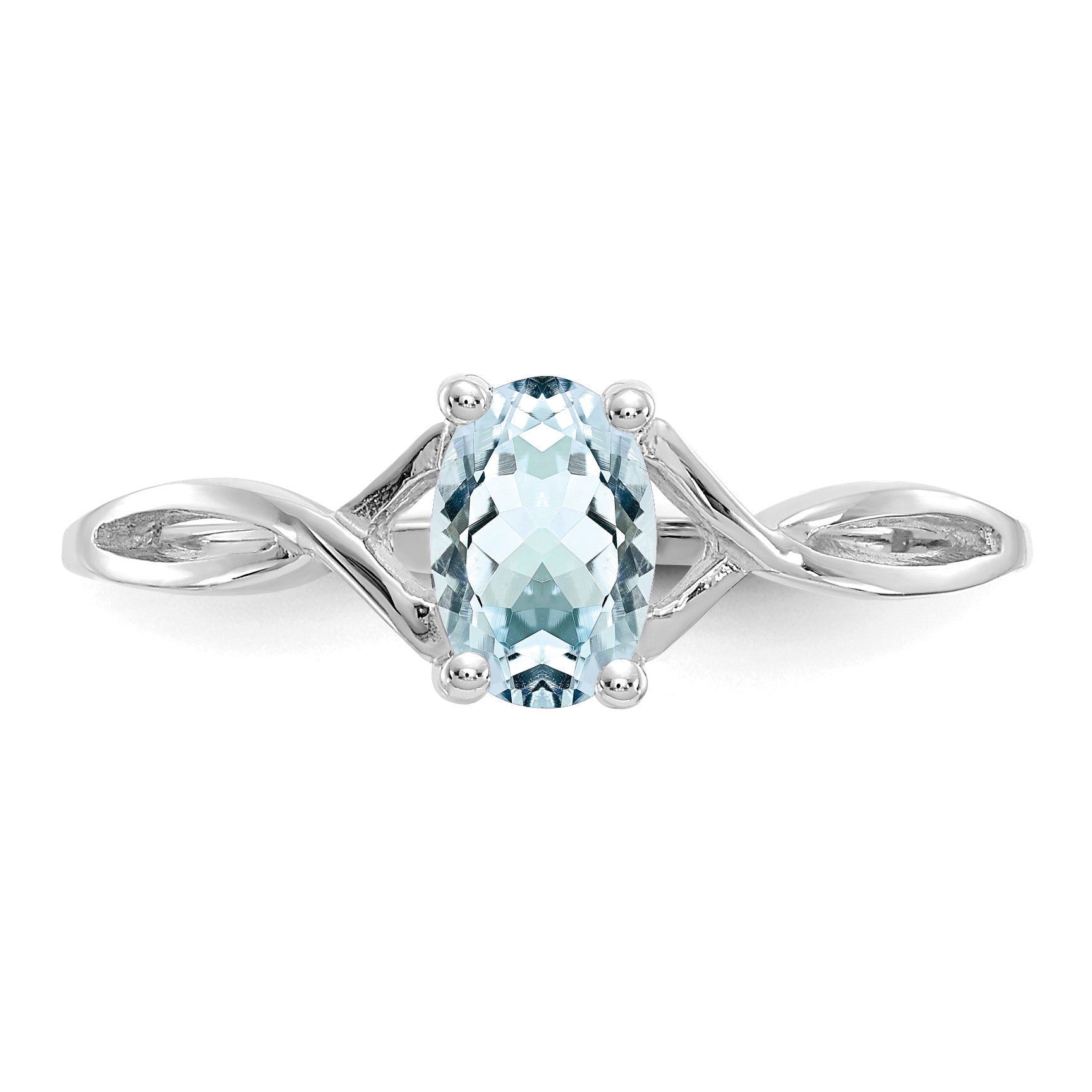14k White Gold 6x4 Oval Aquamarine Birthstone Ring