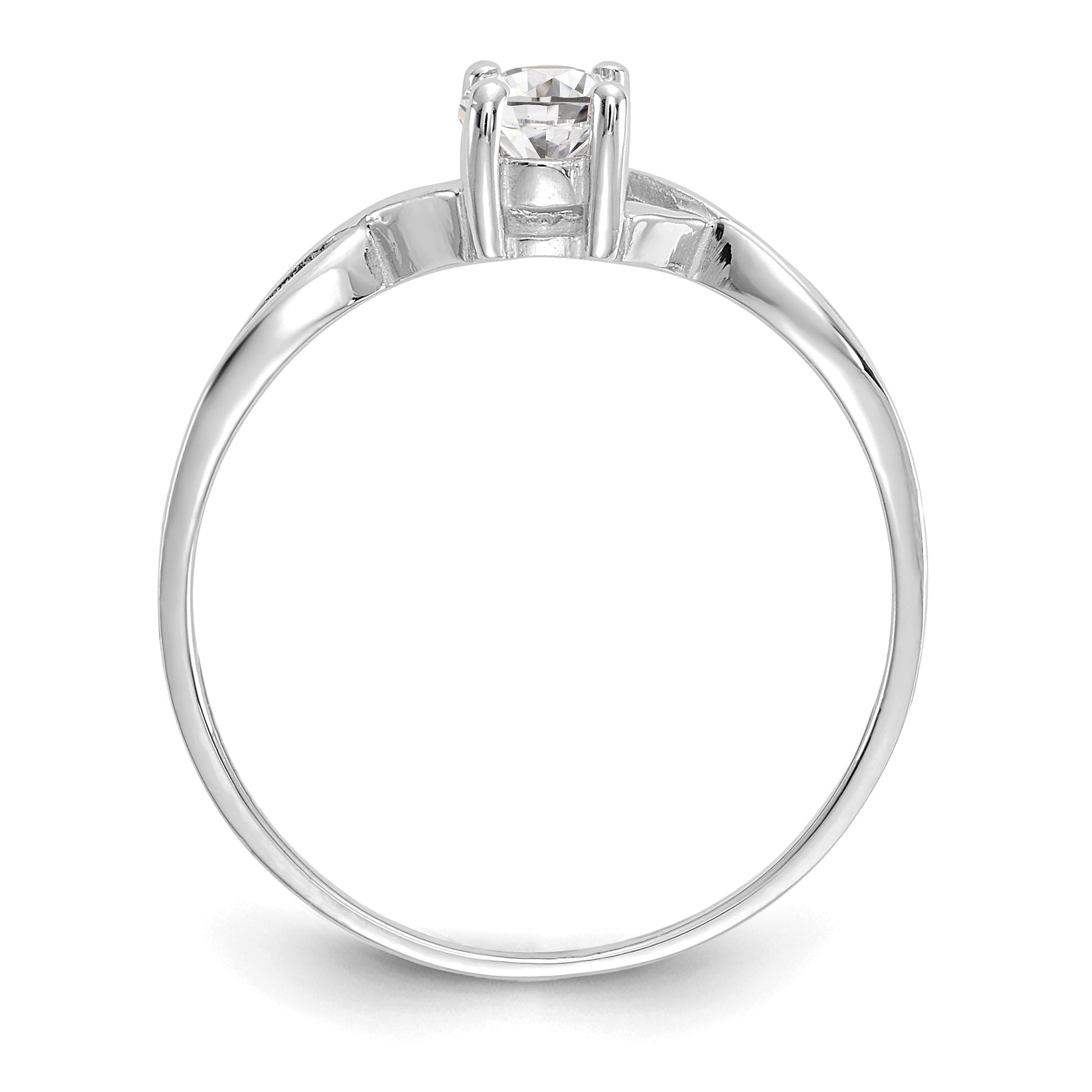 14k White Gold 6x4 Oval White Topaz Birthstone Ring