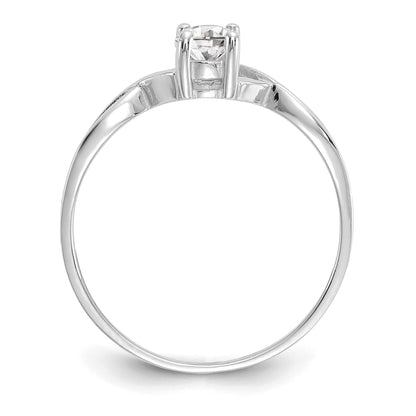 14k White Gold 6x4 Oval White Topaz Birthstone Ring