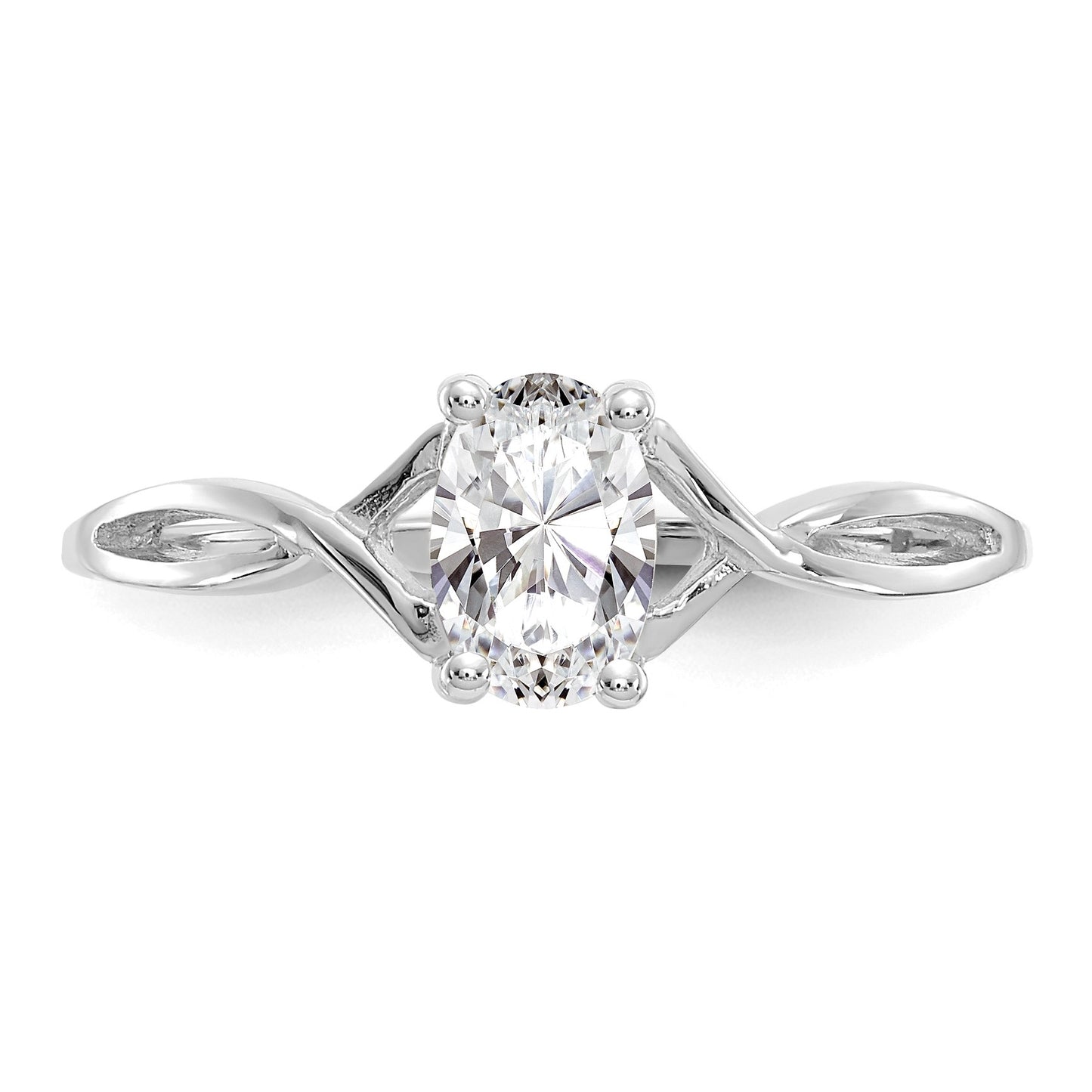 14k White Gold 6x4 Oval White Topaz Birthstone Ring
