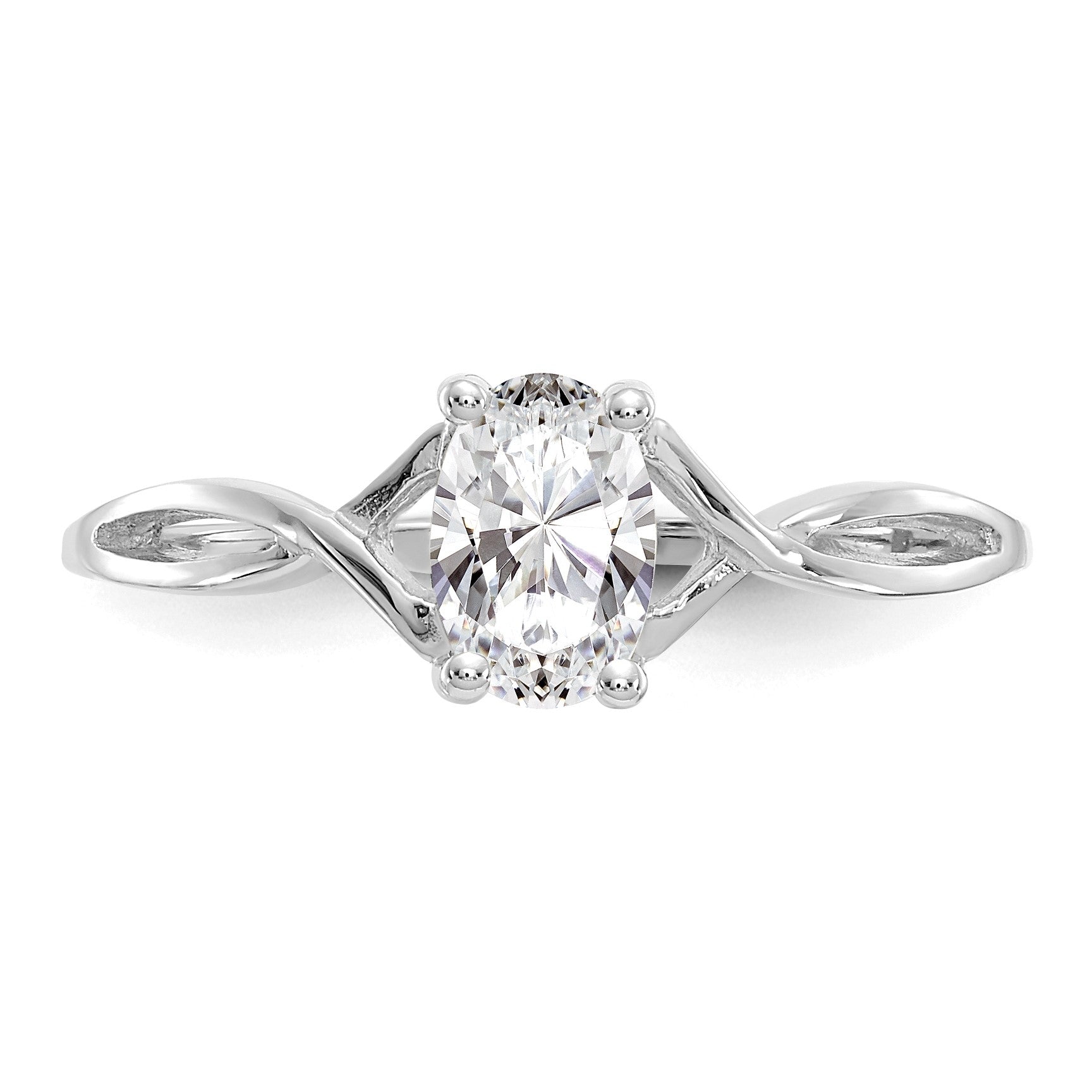 14k White Gold 6x4 Oval White Topaz Birthstone Ring