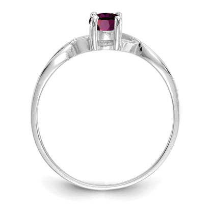 14k White Gold 6x4 Oval Rhodolite Garnet Birthstone Ring