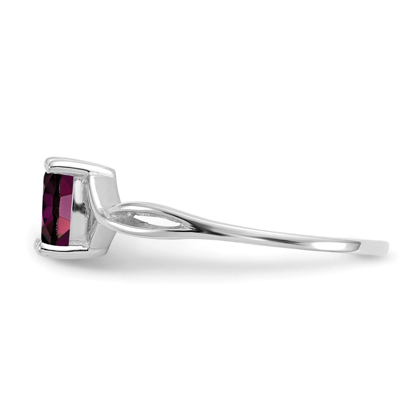 14k White Gold 6x4 Oval Rhodolite Garnet Birthstone Ring