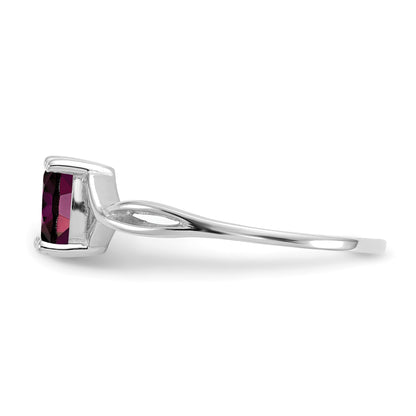 14k White Gold 6x4 Oval Rhodolite Garnet Birthstone Ring