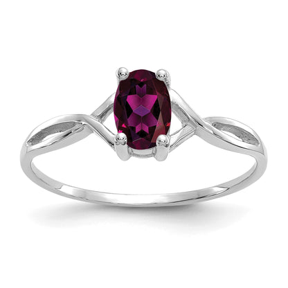 14k White Gold 6x4 Oval Rhodolite Garnet Birthstone Ring