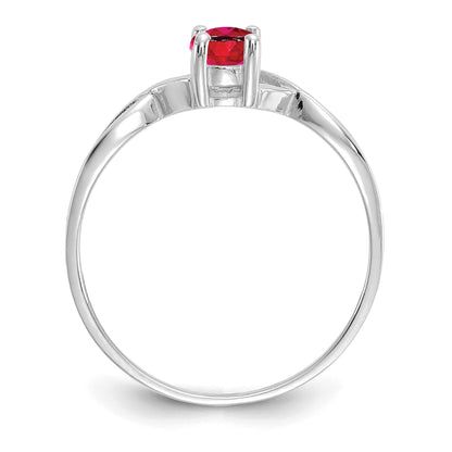 14k White Gold 6x4 Oval Ruby Birthstone Ring