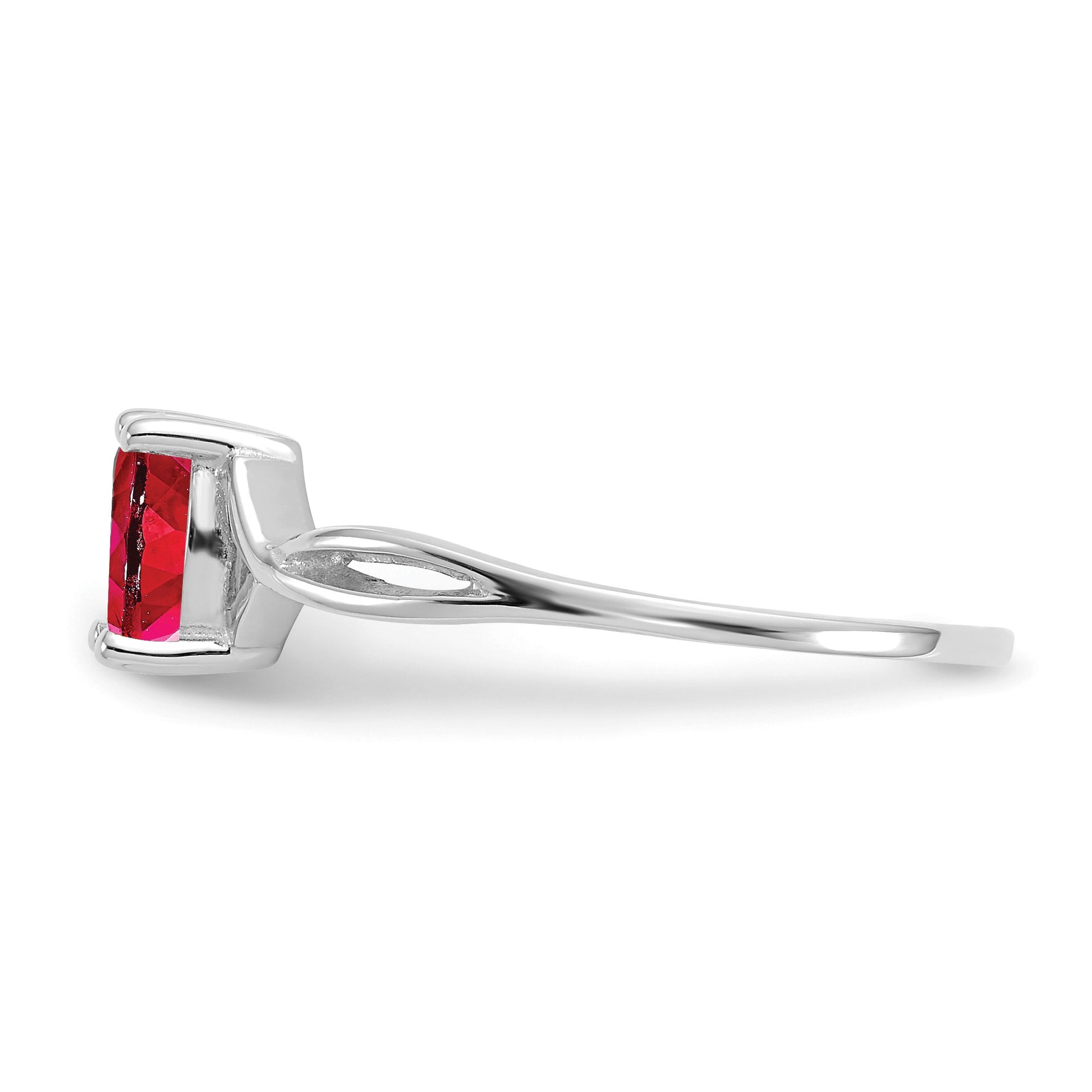 14k White Gold 6x4 Oval Ruby Birthstone Ring