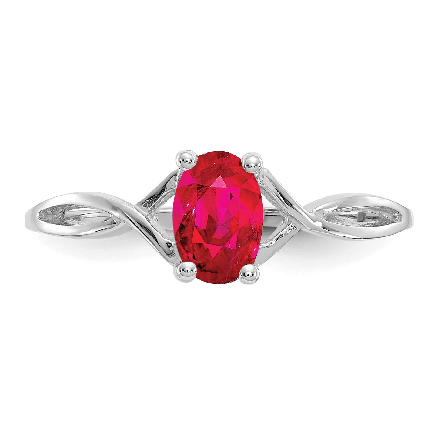 14k White Gold 6x4 Oval Ruby Birthstone Ring