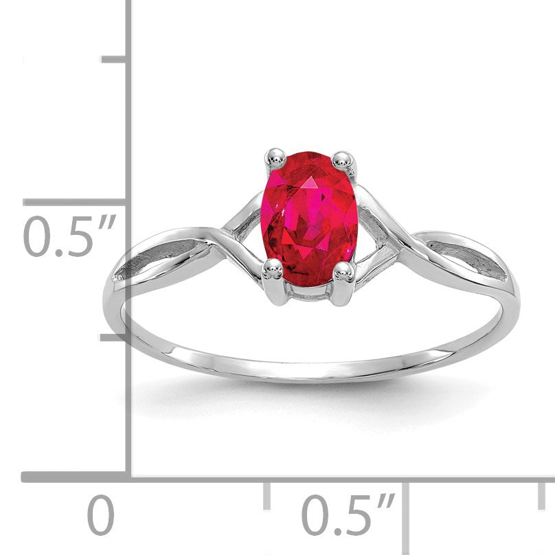 14k White Gold 6x4 Oval Ruby Birthstone Ring
